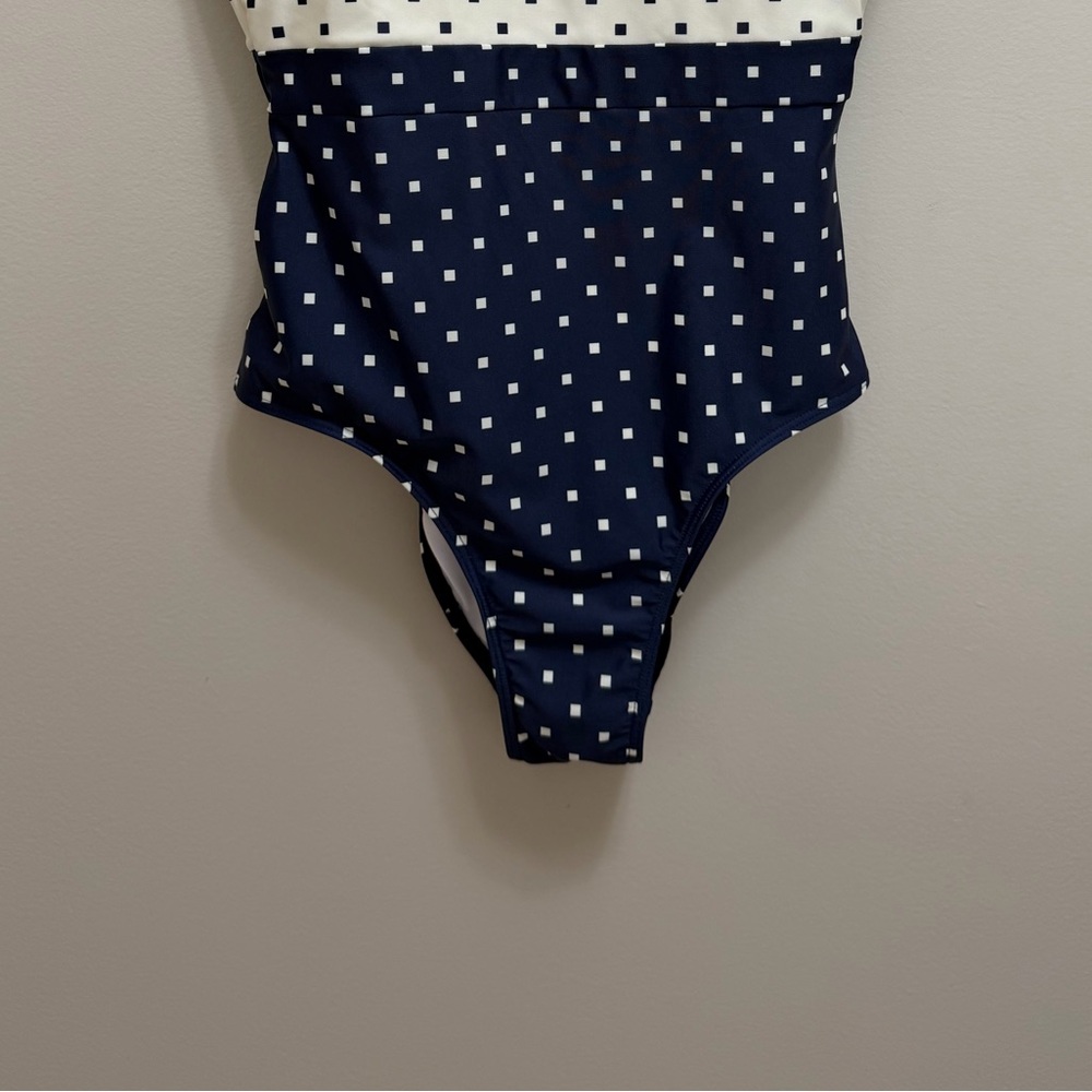 Summersalt The Ruffle Backflip One Piece Swimsuit Square Dot Blue Ivory Size 4 - Picture 6 of 12